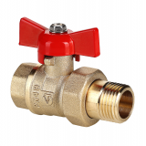 Кран шаровой латунный Valtec Стандарт 3/4 ВР x 3/4 НР ручка бабочка, с полусгоном VT.127.GN.05