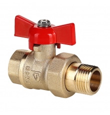 Кран шаровой латунный Valtec Стандарт 1/2 ВР x 1/2 НР ручка бабочка, с полусгоном VT.127.GN.04