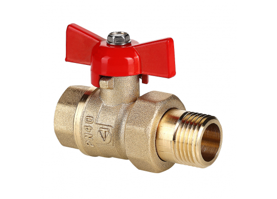 Кран шаровой латунный Valtec Стандарт 3/4 ВР x 3/4 НР ручка бабочка, с полусгоном VT.127.GN.05
