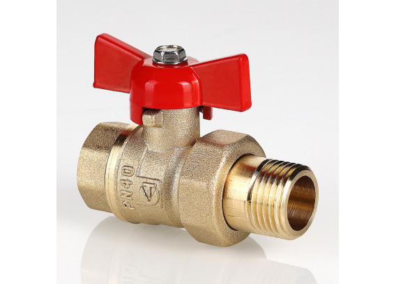 Кран шаровой латунный Valtec Стандарт 3/4 ВР x 3/4 НР ручка бабочка, с полусгоном VT.127.GN.05