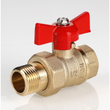 Кран шаровой латунный Valtec Стандарт 3/4 ВР x 3/4 НР ручка бабочка, с полусгоном VT.127.GN.05