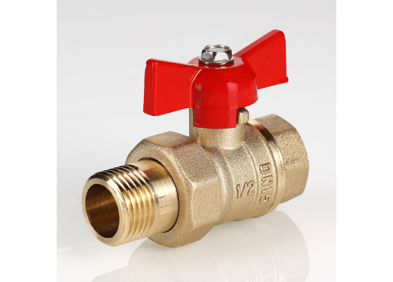 Кран шаровой латунный Valtec Стандарт 3/4 ВР x 3/4 НР ручка бабочка, с полусгоном VT.127.GN.05