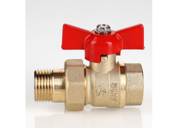 Кран шаровой латунный Valtec Стандарт 3/4 ВР x 3/4 НР ручка бабочка, с полусгоном VT.127.GN.05
