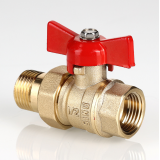 Кран шаровой латунный Valtec Стандарт 3/4 ВР x 3/4 НР ручка бабочка, с полусгоном VT.127.GN.05