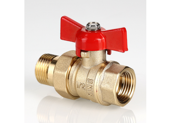 Кран шаровой латунный Valtec Стандарт 3/4 ВР x 3/4 НР ручка бабочка, с полусгоном VT.127.GN.05