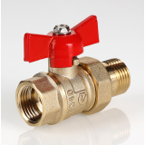 Кран шаровой латунный Valtec Стандарт 3/4 ВР x 3/4 НР ручка бабочка, с полусгоном VT.127.GN.05