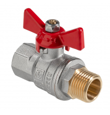Кран шаровой латунный Valtec ГОСТ 1/2 ВР x 1/2 НР ручка бабочка VT.418.N.04