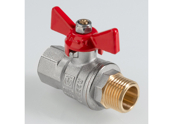 Кран шаровой латунный Valtec ГОСТ 1/2 ВР x 1/2 НР ручка бабочка VT.418.N.04