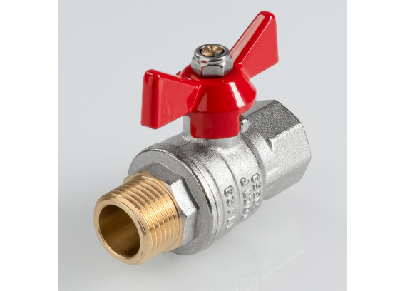 Кран шаровой латунный Valtec ГОСТ 1/2 ВР x 1/2 НР ручка бабочка VT.418.N.04