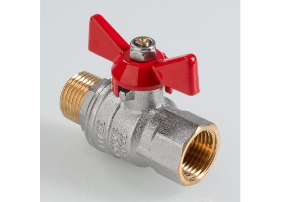 Кран шаровой латунный Valtec ГОСТ 1/2 ВР x 1/2 НР ручка бабочка VT.418.N.04