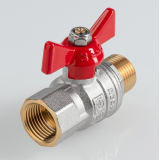 Кран шаровой латунный Valtec ГОСТ 1/2 ВР x 1/2 НР ручка бабочка VT.418.N.04