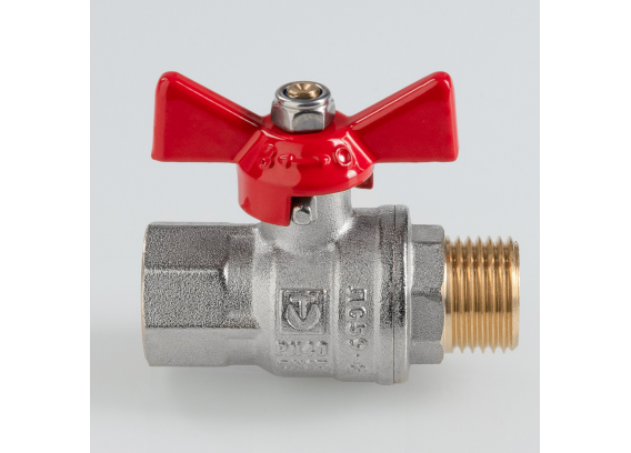 Кран шаровой латунный Valtec ГОСТ 1/2 ВР x 1/2 НР ручка бабочка VT.418.N.04