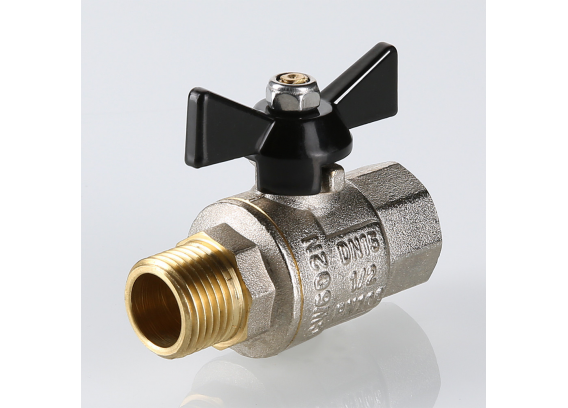 Кран шаровой латунный Valtec Perfect 3/4 ВР x 3/4 НР ручка бабочка VT.318.N.05