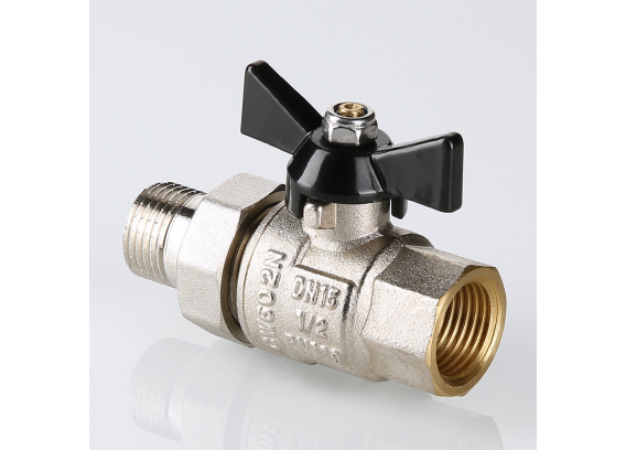 Кран шаровой латунный Valtec Perfect 3/4 ВР x 3/4 НР ручка бабочка, с полусгоном VT.327.N.05