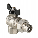 Кран шаровой латунный Valtec Perfect 1/2 ВР x 1/2 НР ручка бабочка, с полусгоном, угловой VT.328.N.04