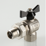 Кран шаровой латунный Valtec Perfect 1/2 ВР x 1/2 НР ручка бабочка, с полусгоном, угловой VT.328.N.04