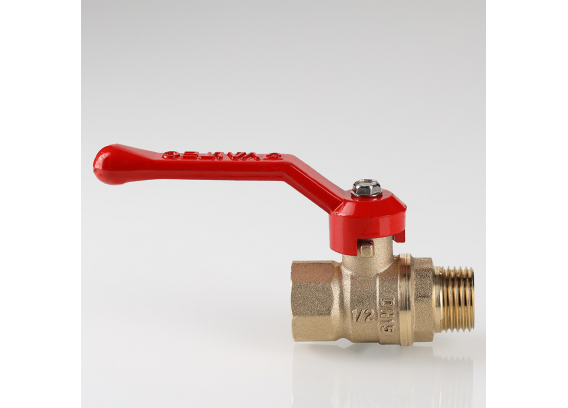 Кран шаровой латунный Valtec Стандарт 1/2 ВР x 1/2 НР ручка рычаг VT.121.GN.04