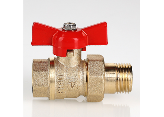 Кран шаровой латунный Valtec Стандарт 3/4 ВР x 3/4 НР ручка бабочка, с полусгоном VT.127.GN.05