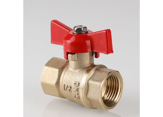 Кран шаровой латунный Valtec Стандарт 1/2 ВР ручка бабочка VT.122.GN.04