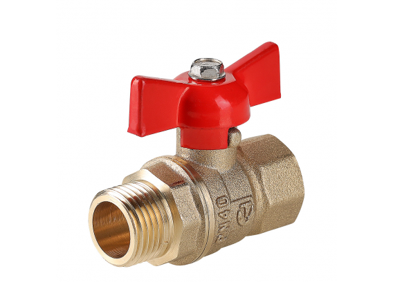 Кран шаровой латунный Valtec Стандарт 1/2 ВР x 1/2  НР ручка бабочка VT.123.GN.04