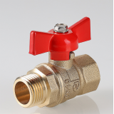 Кран шаровой латунный Valtec Стандарт 1/2 ВР x 1/2  НР ручка бабочка VT.123.GN.04