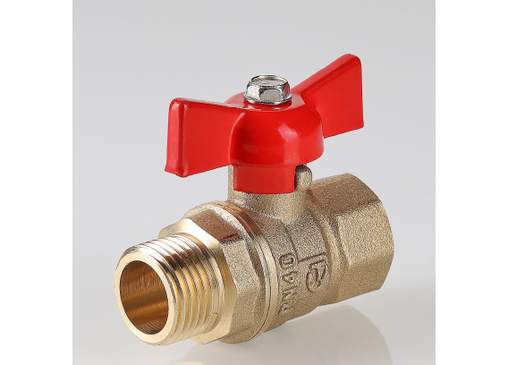 Кран шаровой латунный Valtec Стандарт 1/2 ВР x 1/2  НР ручка бабочка VT.123.GN.04