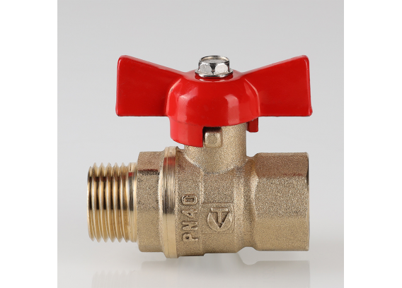 Кран шаровой латунный Valtec Стандарт 1/2 ВР x 1/2  НР ручка бабочка VT.123.GN.04