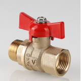 Кран шаровой латунный Valtec Стандарт 1/2 ВР x 1/2  НР ручка бабочка VT.123.GN.04