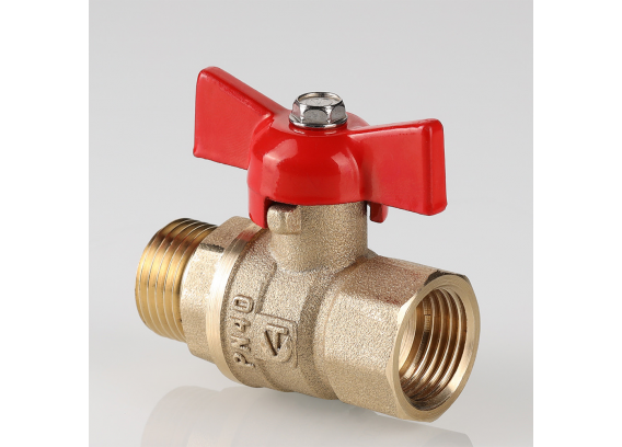 Кран шаровой латунный Valtec Стандарт 1/2 ВР x 1/2  НР ручка бабочка VT.123.GN.04