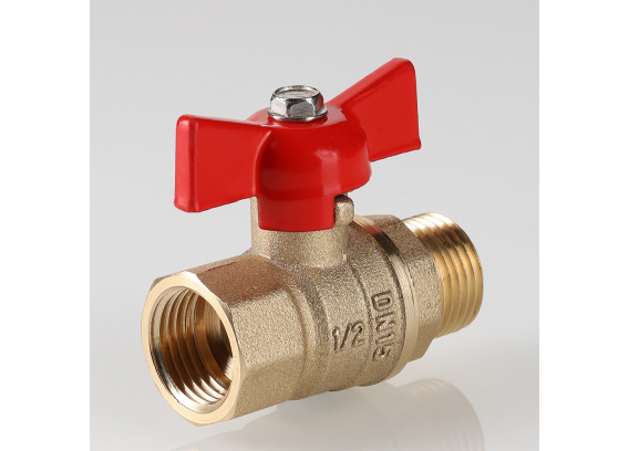 Кран шаровой латунный Valtec Стандарт 1/2 ВР x 1/2  НР ручка бабочка VT.123.GN.04