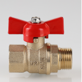 Кран шаровой латунный Valtec Стандарт 1/2 ВР x 1/2  НР ручка бабочка VT.123.GN.04