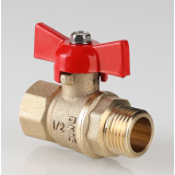 Кран шаровой латунный Valtec Стандарт 1/2 ВР x 1/2  НР ручка бабочка VT.123.GN.04