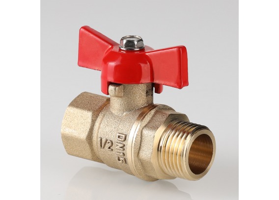 Кран шаровой латунный Valtec Стандарт 1/2 ВР x 1/2  НР ручка бабочка VT.123.GN.04