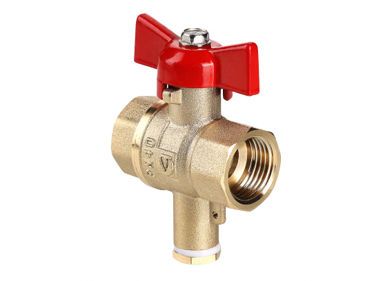 Кран шаровой латунный Valtec Стандарт 1/2 ВР x M10 ручка бабочка, для датчика температуры VT.128.GN.04