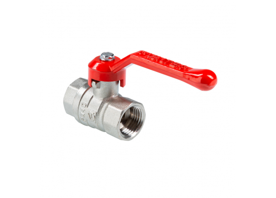 Кран шаровой латунный Valtec Стандарт 1/2 ВР ручка рычаг, никелированный VT.120.N.04