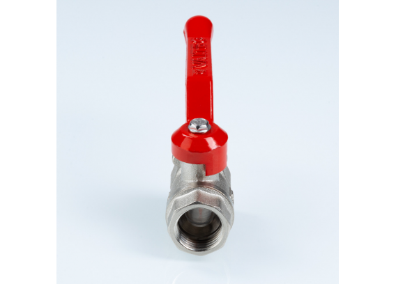 Кран шаровой латунный Valtec Стандарт 1/2 ВР ручка рычаг, никелированный VT.120.N.04