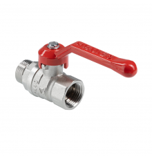 Кран шаровой латунный Valtec Стандарт 1/2 ВР x 1/2 НР ручка рычаг, никелированный VT.121.N.04