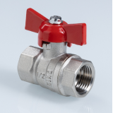 Кран шаровой латунный Valtec Стандарт 3/4 ВР ручка бабочка, никелированный VT.122.N.05