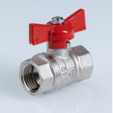 Кран шаровой латунный Valtec Стандарт 3/4 ВР ручка бабочка, никелированный VT.122.N.05
