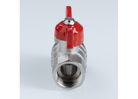 Кран шаровой латунный Valtec Стандарт 1/2 ВР x 1/2 НР ручка бабочка, никелированный VT.123.N.04
