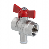 Кран шаровой латунный Valtec Стандарт 1/2 ВР x M10 ручка бабочка, для датчика температуры, никелированный VT.128.N.04