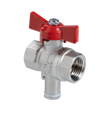 Кран шаровой латунный Valtec Стандарт 1/2 ВР x M10 ручка бабочка, для датчика температуры, никелированный VT.128.N.04