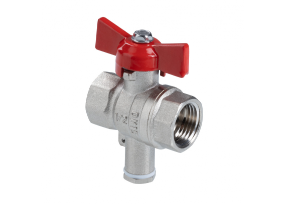 Кран шаровой латунный Valtec Стандарт 1/2 ВР x M10 ручка бабочка, для датчика температуры, никелированный VT.128.N.04