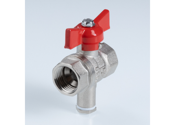 Кран шаровой латунный Valtec Стандарт 1/2 ВР x M10 ручка бабочка, для датчика температуры, никелированный VT.128.N.04
