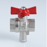 Кран шаровой латунный Valtec Стандарт 1/2 ВР x M10 ручка бабочка, для датчика температуры, никелированный VT.128.N.04