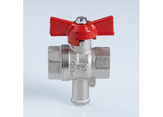 Кран шаровой латунный Valtec Стандарт 1/2 ВР x M10 ручка бабочка, для датчика температуры, никелированный VT.128.N.04