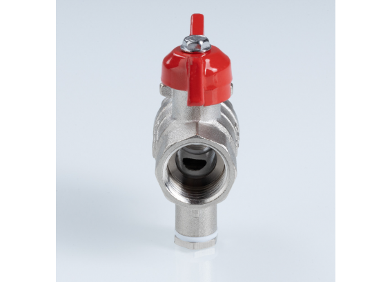 Кран шаровой латунный Valtec Стандарт 1/2 ВР x M10 ручка бабочка, для датчика температуры, никелированный VT.128.N.04