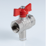 Кран шаровой латунный Valtec Стандарт 1/2 ВР x M10 ручка бабочка, для датчика температуры, никелированный VT.128.N.04