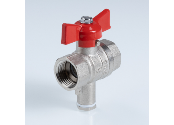 Кран шаровой латунный Valtec Стандарт 1/2 ВР x M10 ручка бабочка, для датчика температуры, никелированный VT.128.N.04