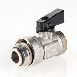 Кран шаровой латунный Valtec 3/4 НР ручка флажок, с переходом на евроконус VTc.720.NE.0005